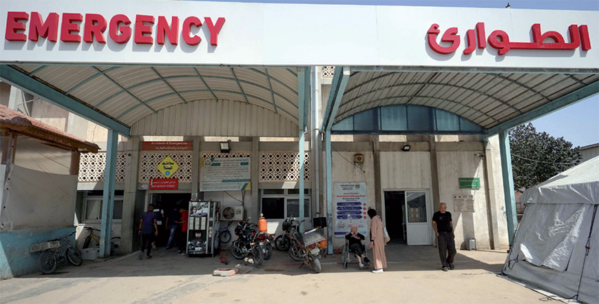 This photo shows the emergency area of the European hospital in Khan Yunis in the southern Gaza Strip on Friday, amid the ongoing Israeli war against the coastal enclave (AFP photo)