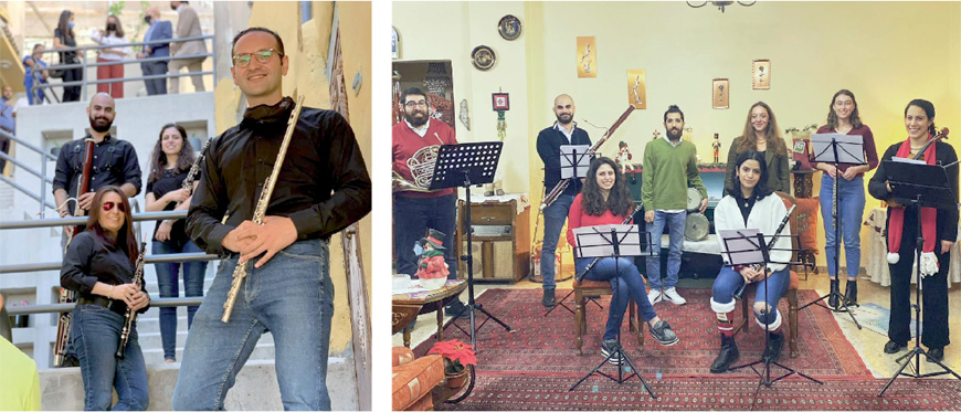 Members of Abnus, a music ensemble (left), and members of Youth for Music Association (Photo courtesy of Abnus and YMA)