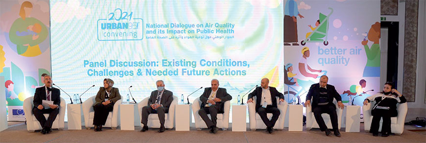 Speakers during a panel discussion on the sidelines of a workshop on the quality of ambient and indoor air and its health effects on Tuesday (Petra photo)