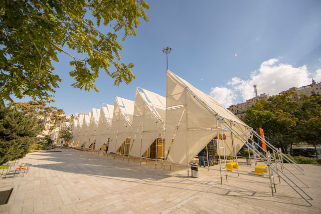 ‘The Stream’ is a 100m structure designed by Dina Haddadin for Amman Design Week 2017 which serves as a temporary pop-up crafts market, food programme and design installations (Photo courtesy of Amman Design Week)