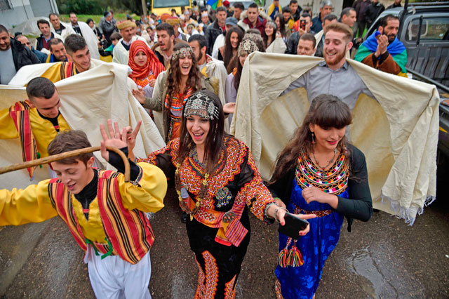 Algerian Berbers celebrate the Yennayer New Year in Ath Mendes, south of Tizi-Ouzou, east of the capital Algiers, on Friday (Reuters photo)