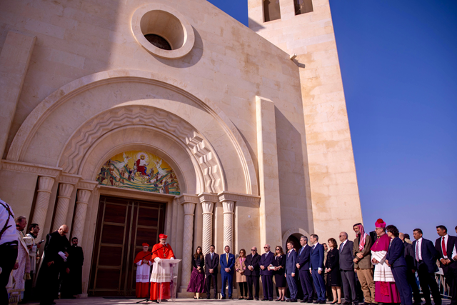 Deputising for His Majesty King Abdullah, Prince Ghazi bin Muhammad, His Majesty’s chief adviser for religious and cultural affairs and personal envoy, attends on Friday the inauguration ceremony of the Latin Baptism Church of Christ at the Baptism Site (Petra photo)