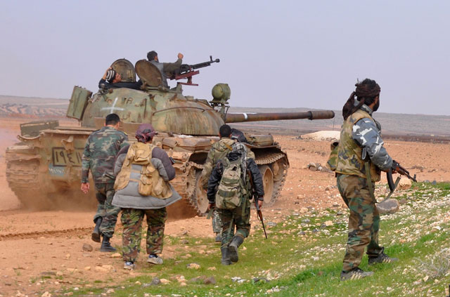 This photo taken on Friday in the countryside of Idlib, where Syrian government forces are conducting a major offensive (AFP photo)