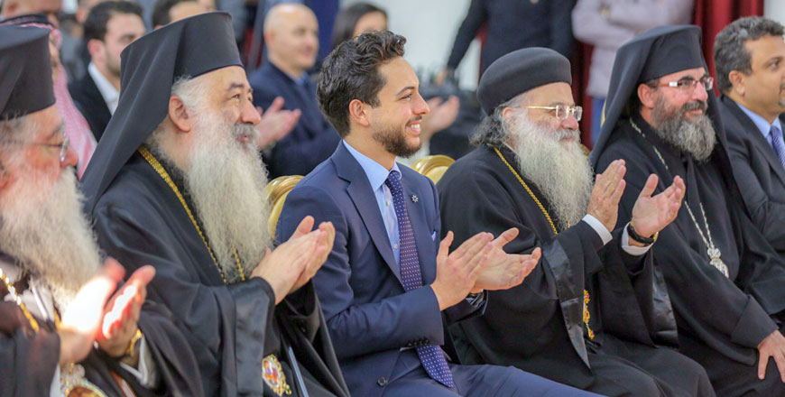 HRH Crown Prince Hussein, the Regent, attends on Tuesday a celebration held by the Fountain of Life Monastery in Jerash Governorate for Christmas and New Year (Photo courtesy of Royal Court)
