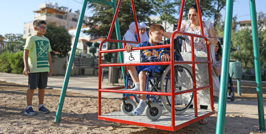 As part of national efforts to improve inclusion and accessibility for persons with disabilities, Jordan recently witnessed the installation of the first wheelchair accessible swing  (Photo by Emily Nevils)