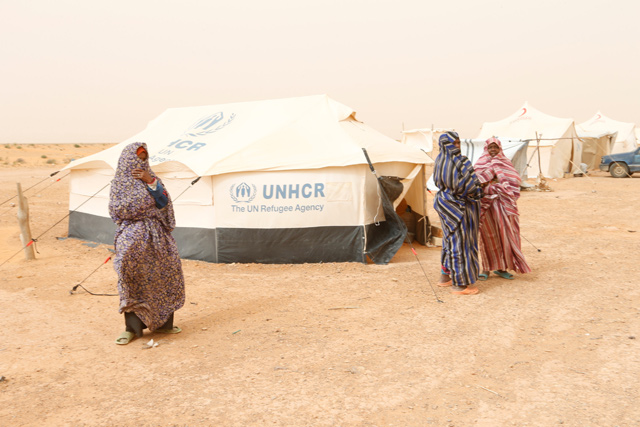 Libyan women displaced from the town of Tawergha are seen at a camp in the Garart Al Gatef, Libya, on March 25 (Reuters photo)