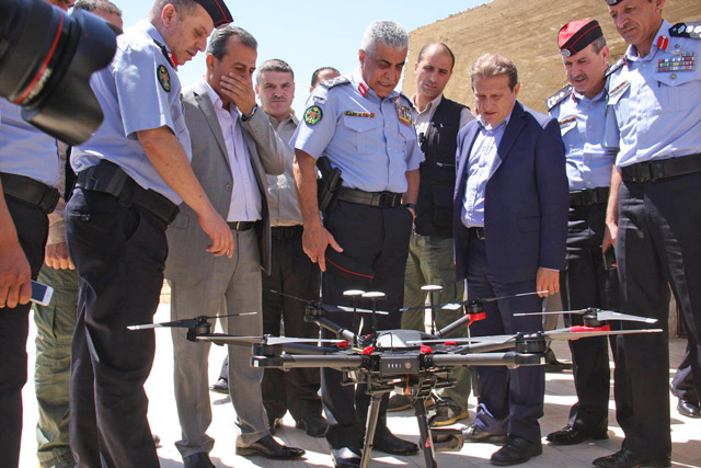 Officials are acquainted with the drone to be used in monitoring forests in the north of the Kingdom  (Photo courtesy of the Royal Society for the Conservation of Nature Facebook page)
