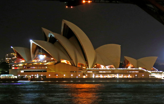The Sydney Opera House seen during the tenth anniversary of Earth Hour in Sydney, Australia, on Saturday (Reuters photo)