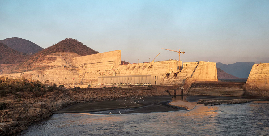 This file photo taken on December 26, 2019, shows a general view of the Grand Ethiopian Renaissance Dam under construction, near Guba in Ethiopia. Ethiopia has started the second phase of filling a controversial mega-dam on the upper Nile River, Egypt said, raising tensions ahead of an upcoming UN Security Council on the issue (AFP photo)