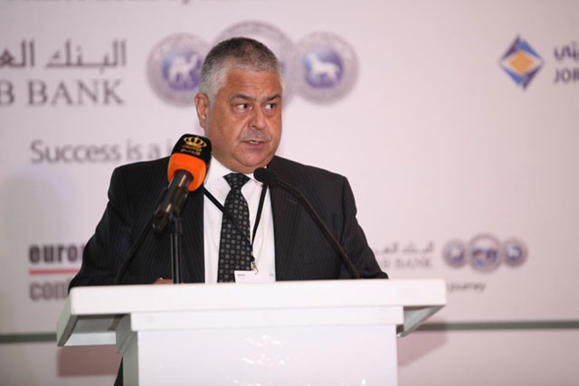 Minister of Finance Omar Malhas speaks at the opening of the 5th Euromoney Jordan Conference on Tuesday (Photo courtesy of Euromoney conference)