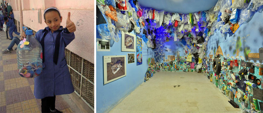  The Towards Zero Waste initiative started with students collecting recyclable items from their houses and their friends (Photos courtesy of Amal Madanat)