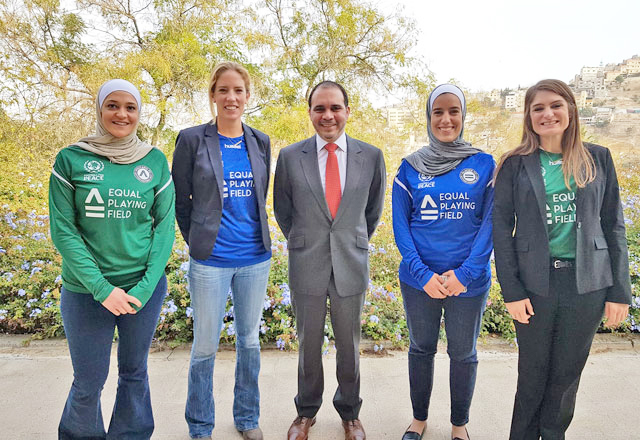 HRH Prince Ali poses for a group photo with memebers of the Equal Playing Field team in Jordan recently (Photo courtesy of Prince Ali Facebook page)