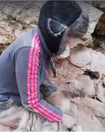 A female hunter is seen holding two hyena cubs in this photo she shared on Facebook