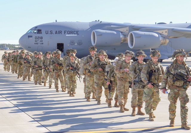This handout photo released by the US army shows paratroopers deployed to the US central command area of operations in response to recent events in Iraq (AFP photo)