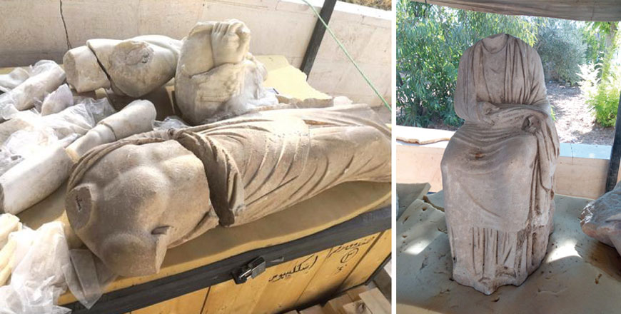 Archaeologists unearthed a number of sculptures in Jerash, including one of Zeus and Aphrodite (Photo by Maram Kayed)