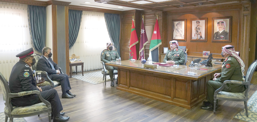 His Majesty King Abdullah, the Supreme Commander of the Jordan Armed Forces-Arab Army, on Tuesday visits the JAF Radio Station and headquarters on the occasion of the 66th anniversary of the Arabisation of army leadership (Photo courtesy of Royal Court)