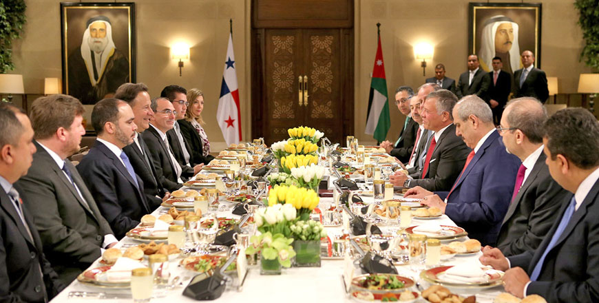 His Majesty King Abdullah holds talks with President of Panama Juan Carlos Varela in Amman on Tuesday (Photo courtesy of Royal Court)