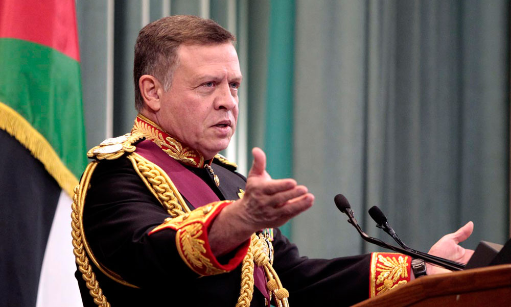 His Majesty King Abdullah addresses the 18th Parliament as he inaugurates its first opening session on Monday (Photo courtesy of Royal Court)