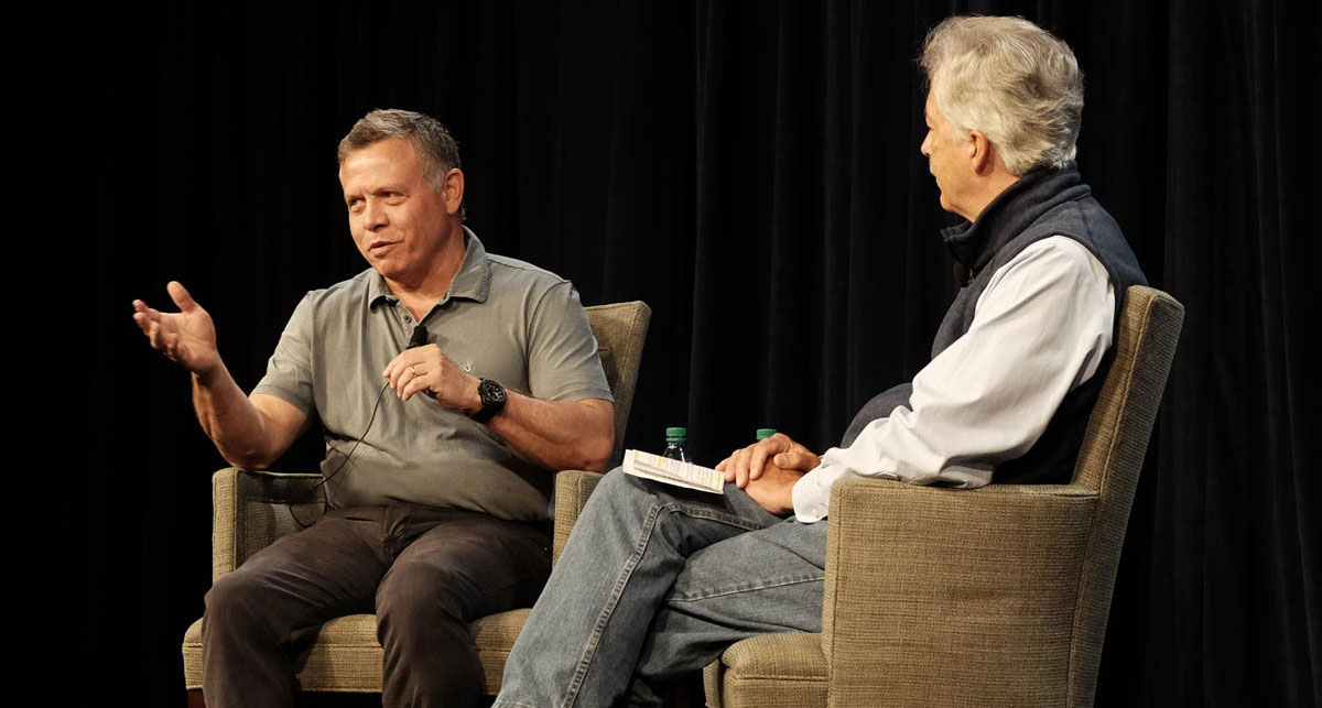 His Majesty King Abdullah speaks at the recent Sun Valley Economic Forum in Idaho, US  (Photo courtesy of Royal Court)