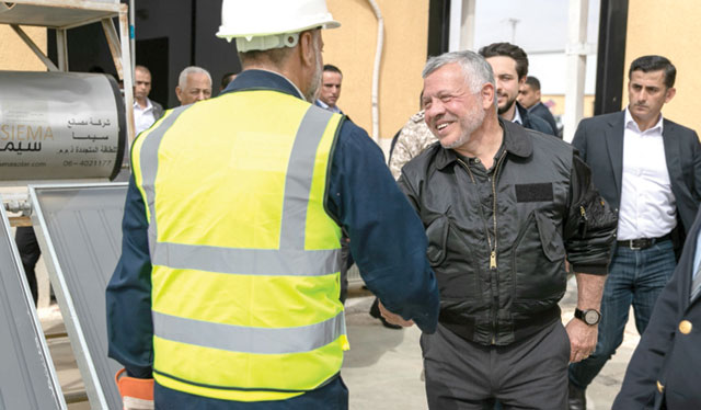 His Majesty King Abdullah visits King Hussein Bin Talal Development Area in Mafraq on Monday (Photo courtesy of Royal Court)