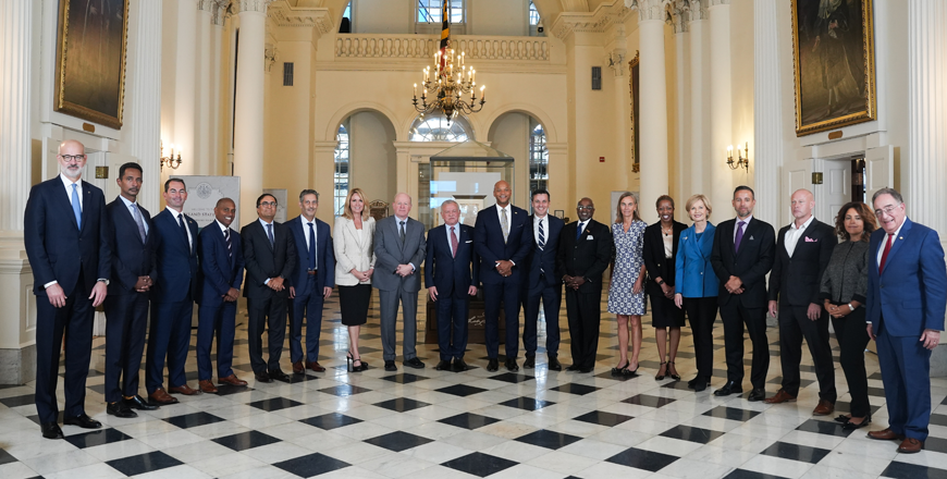 His Majesty King Abdullah on Wednesday meets in Annapolis, Maryland, with CEOs and representatives of US companies and universities, to discuss investment opportunities and economic cooperation (Photo courtesy of Royal Court)
