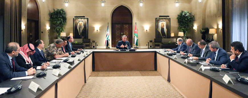 His Majesty King Abdullah chairs a meeting of the National Policies Council in Amman on Saturday (Photo courtesy of Royal Court)