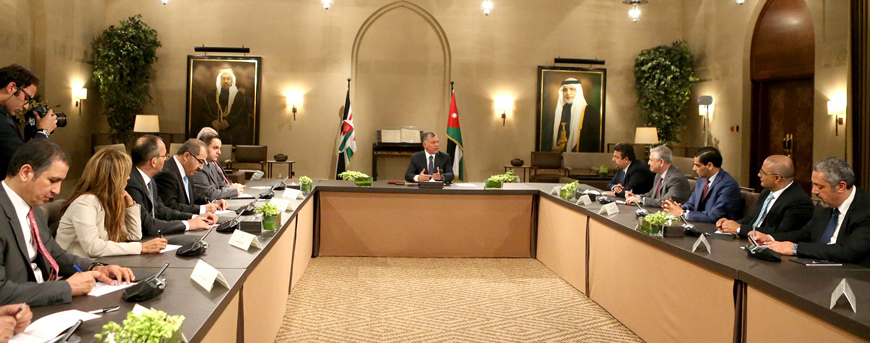 His Majesty King Abdullah meets with media leaders in Amman on Monday (Photo courtesy of Royal Court)