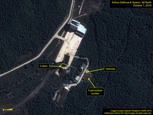 This satellite image provided by Airbus Defence and Space and 38 North on Saturday shows the Sohae Satellite Launch Station in North Korea (AFP photo)
