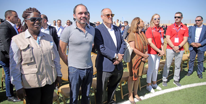 HRH Prince Ali at the inauguration of a football tournament in Zaatari Camp on Sunday (Photo courtesy of La Liga)