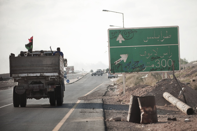 In this file photo taken on August 24, 2011, a supplies truck drives through the main road in the oil rich town of Ras Lanuf, some 150kms East of Sirte (AFP photo)