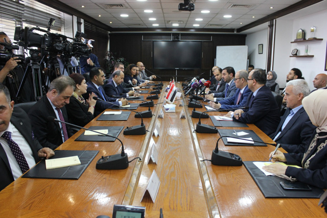 A three-way Jordanian-Egyptian-Iraqi meeting held on Thursday discussed preparing work plans and mechanisms for implementing the outcomes of Cairo-hosted tripartite summit between His Majesty King Abdullah, Egyptian President Abdel Fattah Al Sisi and Iraqi Prime Minister Adel Abdul Mahdi  (Petra photo)