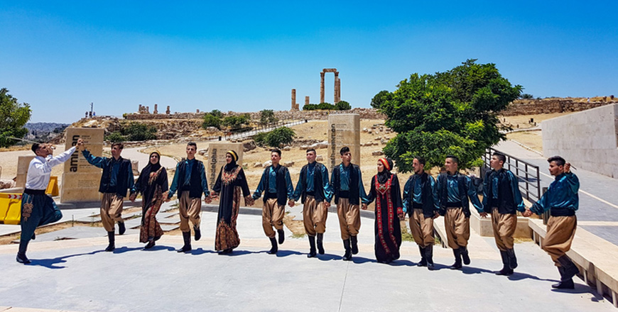 Folklore music and Dabke dancing take place to celebrate World Music Day at the Citadel in Amman, on Thursday (Photo courtesy of Jordan Tourism Board)