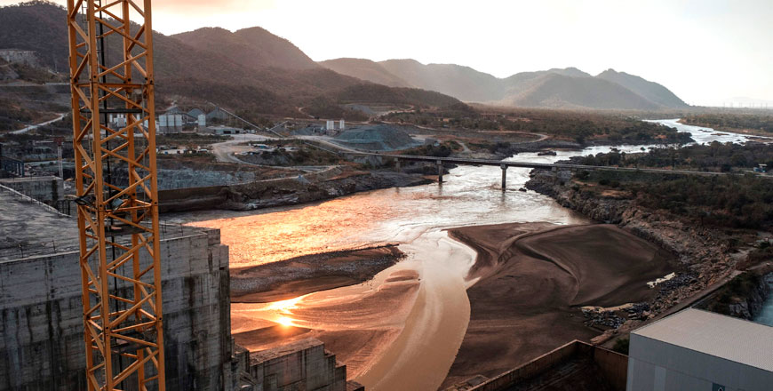 This file photo taken on December 26, 2019 shows a general view of the Blue Nile River as it passes through the Grand Ethiopian Renaissance Dam, near Guba in Ethiopia (AFP photo)