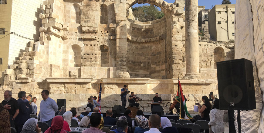The newly rehabilitated Roman Nymphaeum Archaeological Park was turned into an outdoor museum and performance space (Photo by Maram Kayed)