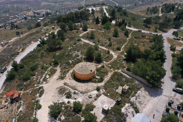 An aerial view shows the Israeli settler outpost of Homesh (centre), near the Palestinian village of Burqah, in the occupied West Bank, on Monday (AFP photo)