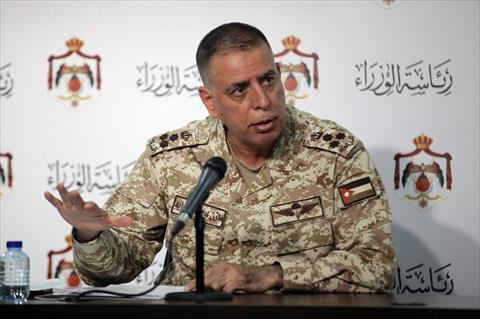 Brig. Gen. Mazen Faraiah, director of operations at the National Centre for Security and Crisis Management's crisis cell, speaks during a press briefing at the Prime Ministry on Tuesday (Petra photo)