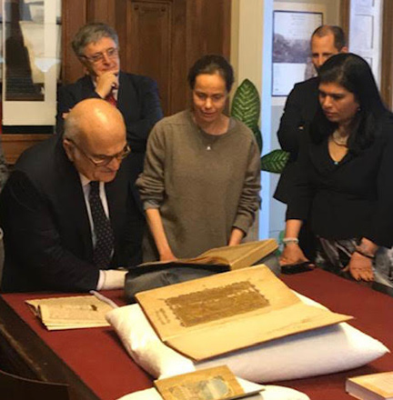 HRH Prince Hassan on Wednesday visits the Hungarian Academy of Sciences in Budapest, along with TRH Princess Sarvath and Princess Sumaya. Prince Hassan met with the academy’s president, Laszlo Lovasz, over the importance of mutual exchange of knowledge, research and innovation of intercultural dialogue (Photo courtesy of Prince Hassan’s office)