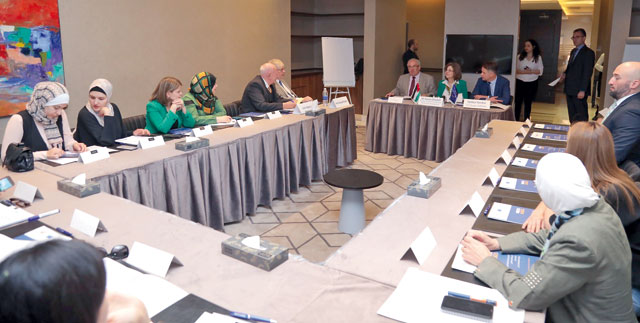 State Minister for Institutional Performance Development Yasera Ghousheh speaks during a high-level brainstorming session organised by the EU-funded META Jo2025 project (Photo courtesy of EU Delegation in Jordan)