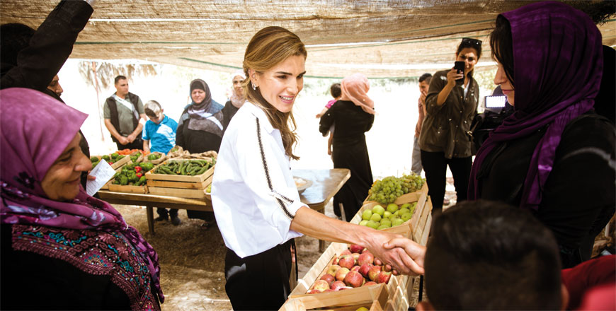 Her Majesty Queen Rania visits projects carried out by Al Kifah Cooperative Society in Ajloun on Sunday  (Photos courtesy of Royal Court)