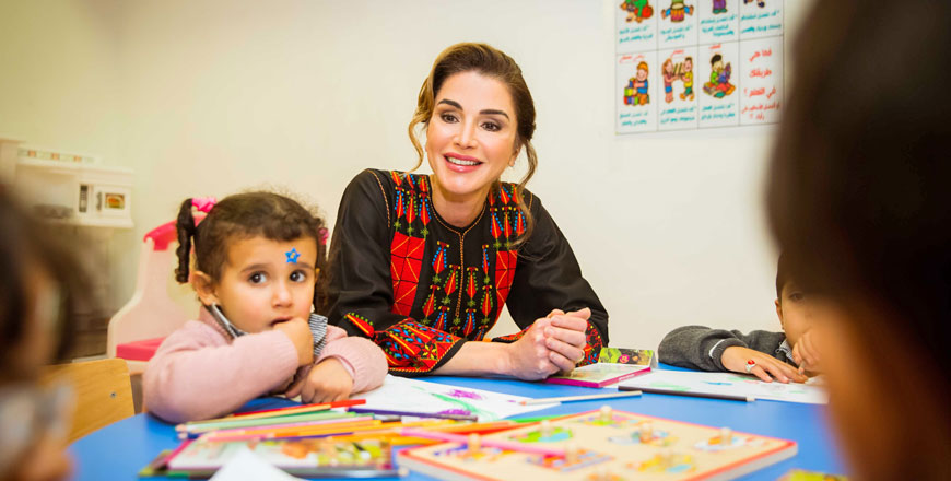 Her Majesty Queen Rania is seen during her visit to the governorate of Maan on Thursday (Photo courtesy of Royal Court)