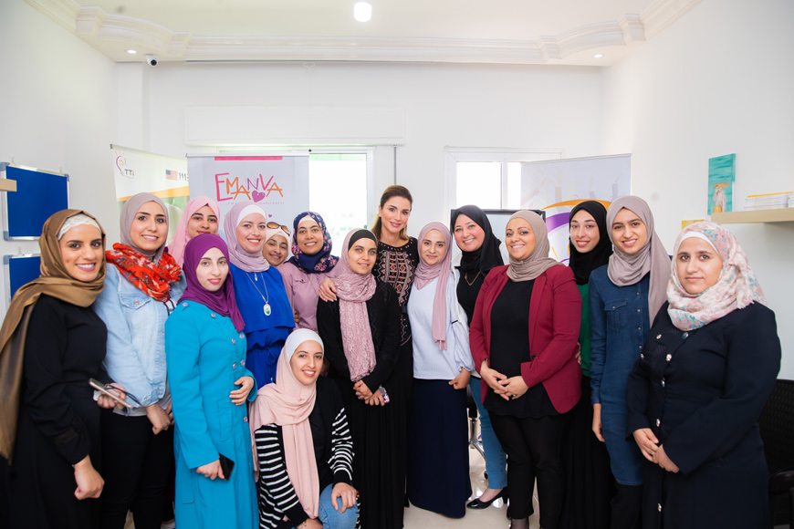   Her Majesty Queen Rania visits Karak on Wednesday, where she met with a number of woman entrepreneurs and business owners from the southern governorate (Photo courtesy of Royal Court)