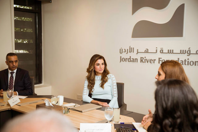  Her Majesty Queen Rania chairs the Jordan River Foundation annual board meeting on Monday (Photo courtesy of Royal Court)