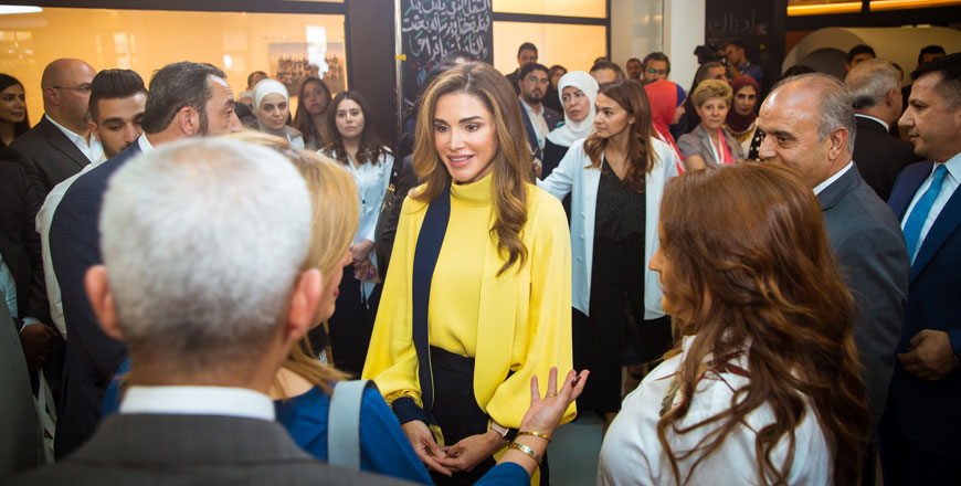 Her Majesty Queen Rania launches on Monday the Edraak K-12, an expansion of Edraak.org, the leading Arabic Massive Open Online Courses  platform for adult learners (Photo courtesy of Royal Court)