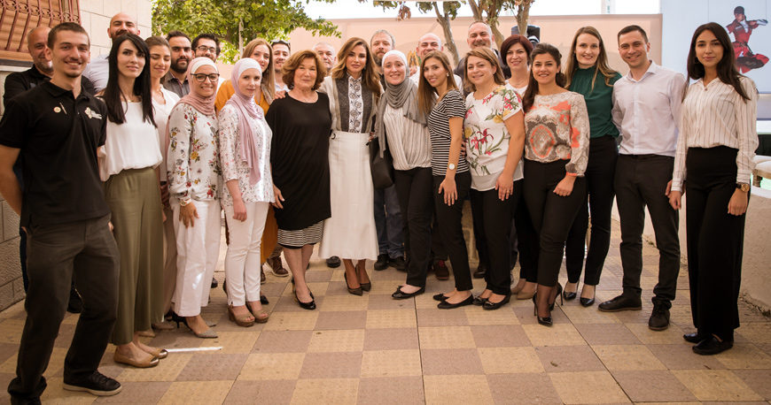 Her Majesty Queen Rania visits the International Circassian Cultural Academy in Amman on Wednesday (Photo courtesy of Royal Court)