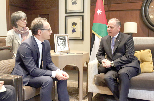 HRH Prince Feisal, the Regent, meets with German Foreign Minister Heiko Maas in Amman on Thursday  (Photo courtesy of Royal Court)