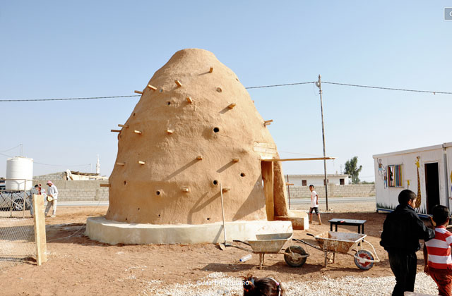 ‘The Dome’ as the residents call it, serves as a classroom for children of the Zaatari village (Photo courtesy of EAHR / Martina Rubino)