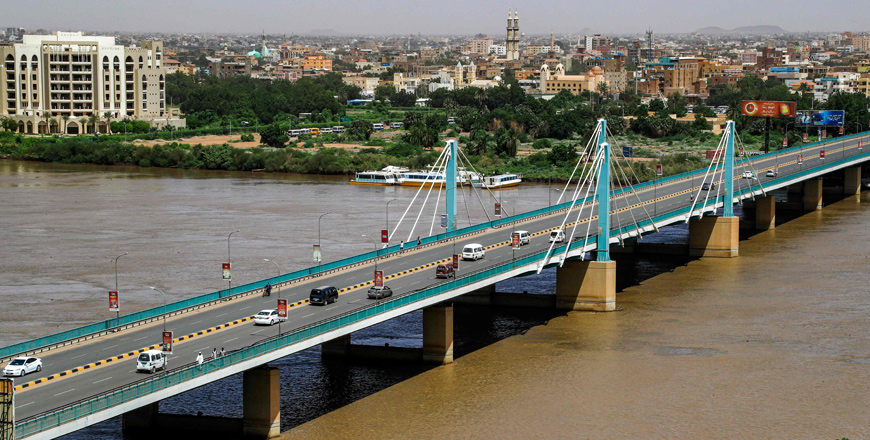 This photo taken on Tuesday shows a view of the Mek Nimr Bridge across the Blue Nile River, linking the centre of Sudan's capital Khartoum with the adjacent city of Khartoum North (AFP photo)