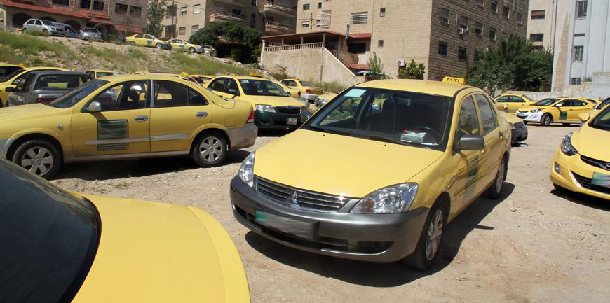 Taxis park in Amman in this recent photo (JT photo)
