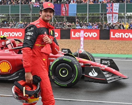 Ferrari’s Spanish driver Carlos Sainz Jr reacts after the third and final qualifying session for the Formula One British Grand Prix in Silverstone on Saturday  (AFP photo by Justin Tallis)