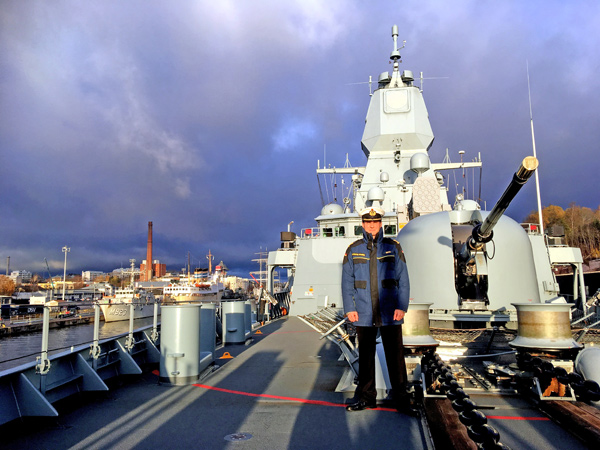 German navy Captain Sven Beck poses for a photo in Turku, Finland, on Saturday (Reuters photo)